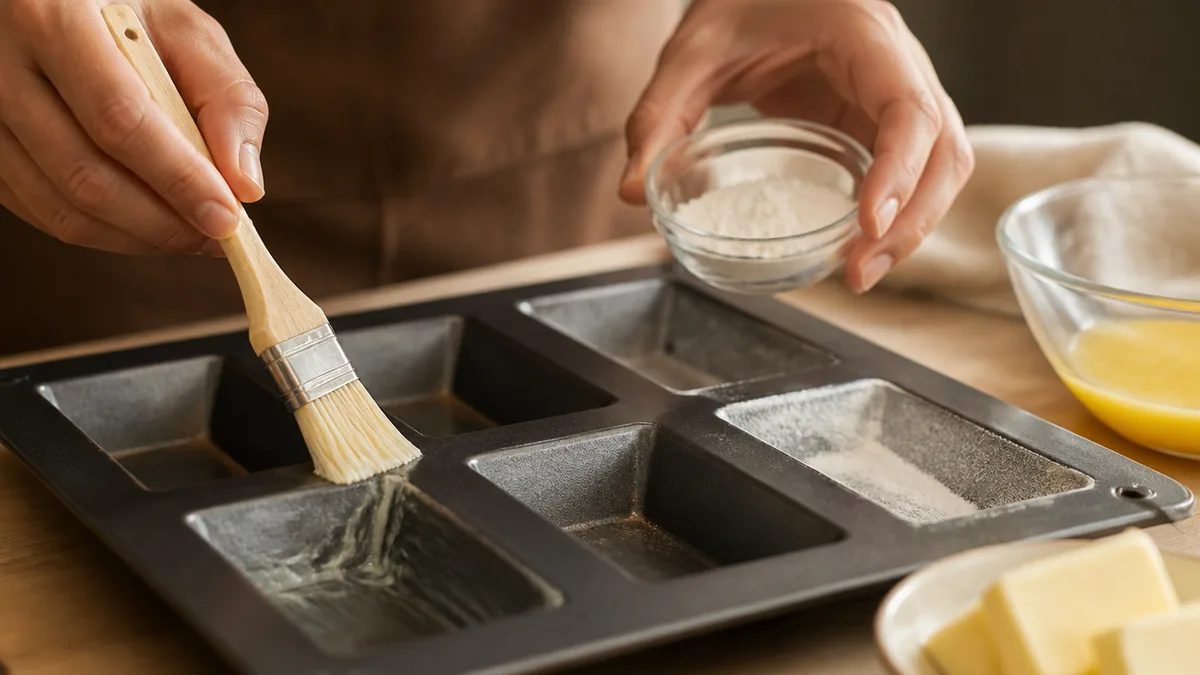 型離れで泣かないための下準備｜バターと粉の塗り方の解説画像